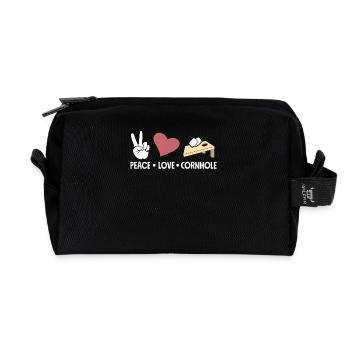 Paix Chers joueurs de Cornhole - Trousse de toilette en tissu recyclé - noir - Devant