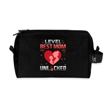 Level Beste Mutter freigeschaltet - Recycelte Kulturtasche - Schwarz - Vorne