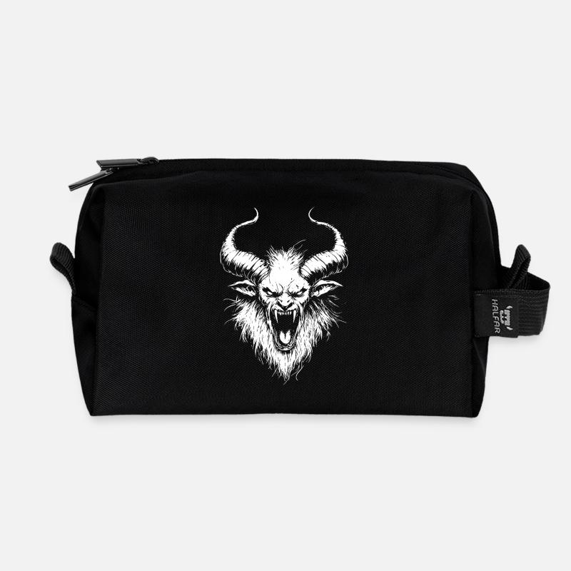 Dämon mit Hörnern – Krasses Horror Design - Recycelte Kulturtasche - Schwarz