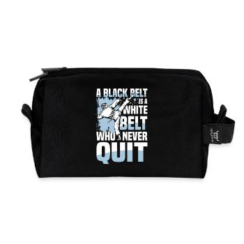 A black belt is a white belt of the - Recycled Toiletry Zip Bag - black - Front