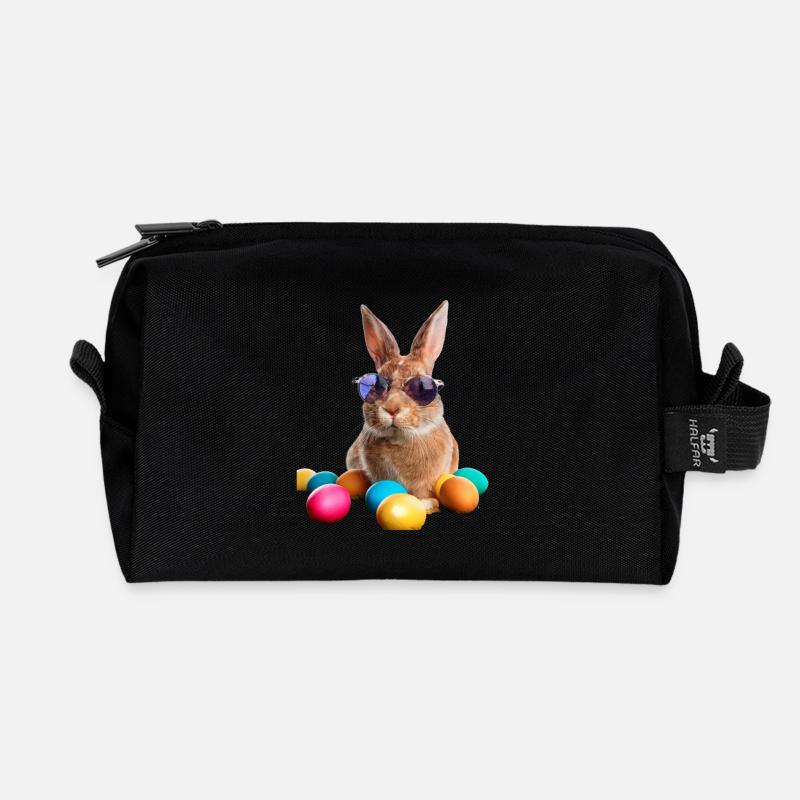 Osterhase - Recycelte Kulturtasche - Schwarz