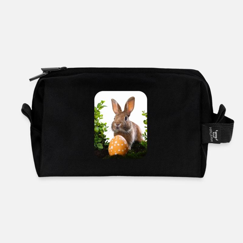 Osterhase - Recycelte Kulturtasche - Schwarz