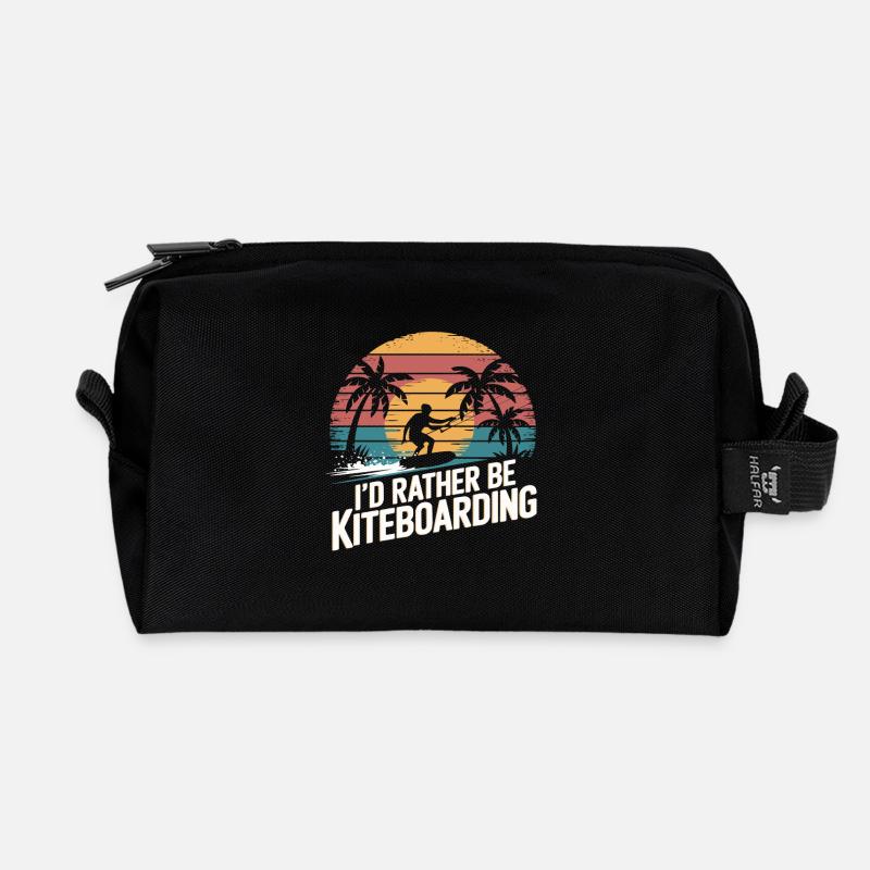 Ich Würde Lieber Kiteboarden Am Strand Mit - Recycelte Kulturtasche - Schwarz