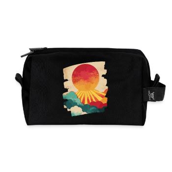 Sommer Palme Sonnenuntergang - Recycelte Kulturtasche - Schwarz - Vorne
