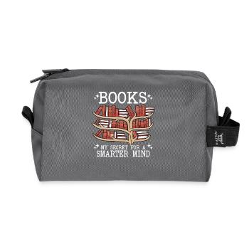 Reading Books Bookworm Librarian - Recycled Toiletry Zip Bag - anthracite - Front