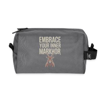 Markhor Lover Wildlife Animal Wild Goat Pakistan - Recycled Toiletry Zip Bag - anthracite - Front