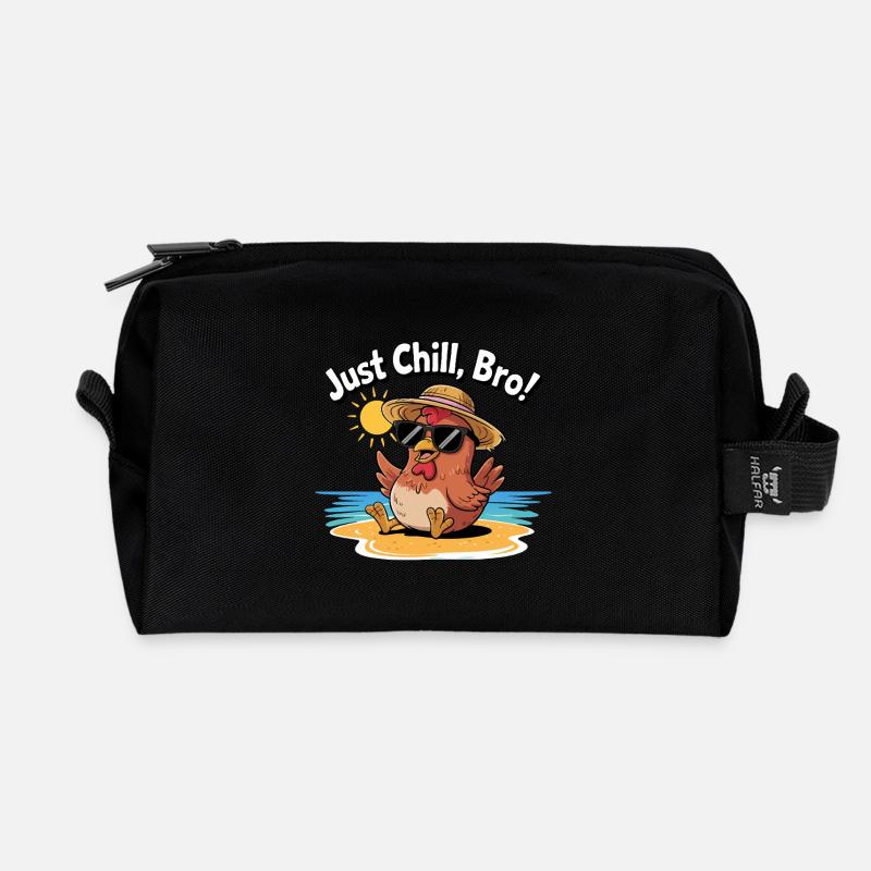 HÜHNCHEN, EINFACH CHILL BRO - Recycelte Kulturtasche - Schwarz