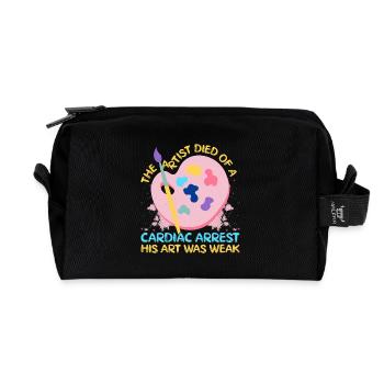 Artist Painter Graphic Died Of A Cardiac Arrest - Recycled Toiletry Zip Bag - black - Front