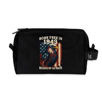 Né libre en 1943 – 82 ans Libre à cause de - Trousse de toilette en tissu recyclé - noir - Devant