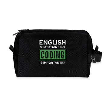 English is important, but programming is - Recycled Toiletry Zip Bag - black - Front