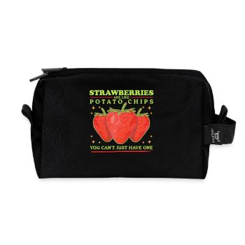 Erdbeeren Strawberry Erdbeere Geschenke - Recycelte Kulturtasche - Schwarz - Vorne