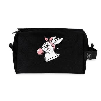 Ostern Hase Mit Kaugummiblase Im Retro Vintage - Recycelte Kulturtasche - Schwarz - Vorne
