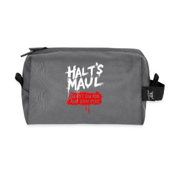 Halts Maul Spruch Design Sarkasmus Lustig - Recycelte Kulturtasche - Anthrazit - Vorne