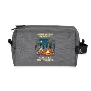 Achievement Unlocked Bushcraft Weekend Survived - Recycled Toiletry Zip Bag - anthracite - Front