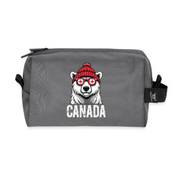Canada Bear with Cap and Maple Style - Recycled Toiletry Zip Bag - anthracite - Front