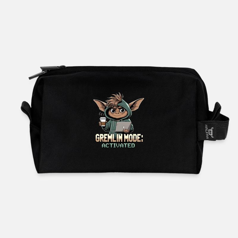 Mode Gremlin activé - Thème Gremlin amusant - Trousse de toilette en tissu recyclé - noir
