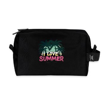 I Love Summer Palmen Strand Vibes Sonnenuntergang - Recycelte Kulturtasche - Schwarz - Vorne