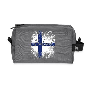 Finnish pride, flag of Finland - Recycled Toiletry Zip Bag - anthracite - Front