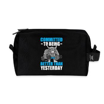 Committed Bodybuilding Bodybuilder Gym Kraftsport - Recycelte Kulturtasche - Schwarz - Vorne