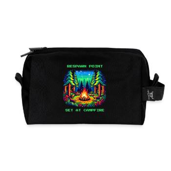 Point de réapparition fixé au feu de camp en disant - Trousse de toilette en tissu recyclé - noir - Devant