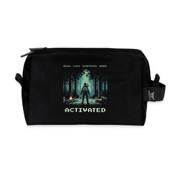 Real Life Survival Mode Activated Spruch - Recycelte Kulturtasche - Schwarz - Vorne