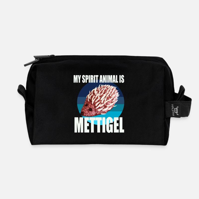 Mein Krafttier ist Mettigel - Recycelte Kulturtasche - Schwarz