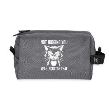 Sarcastic Cat Not Judging You Scratch That - Recycled Toiletry Zip Bag - anthracite - Front