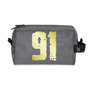 91 Number Vintage - Recycled Toiletry Zip Bag - anthracite - Front
