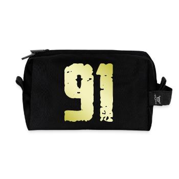 91 Number Vintage - Recycled Toiletry Zip Bag - black - Front