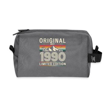 35th Birthday Gift Husband Original May 1990 - Recycled Toiletry Zip Bag - anthracite - Front