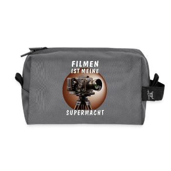 FILMKAMERA FILMEN IST MEINE SUPERMACHT - Recycelte Kulturtasche - Anthrazit - Vorne