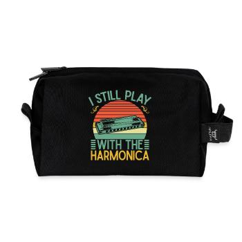 Funny Harmonica Player Still Play With Harmonica - Recycelte Kulturtasche - Schwarz - Vorne