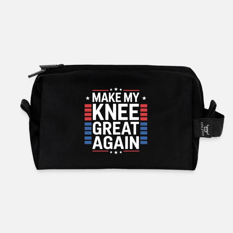 Make My Knee Great Again. Funny Recovery - Recycelte Kulturtasche - Schwarz