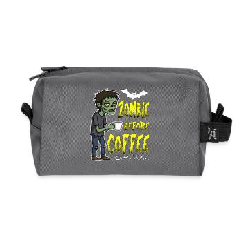 ZOMBIE VOR DEM KAFFEE - HALLOWEEN GESCHENK - Recycelte Kulturtasche - Anthrazit - Vorne