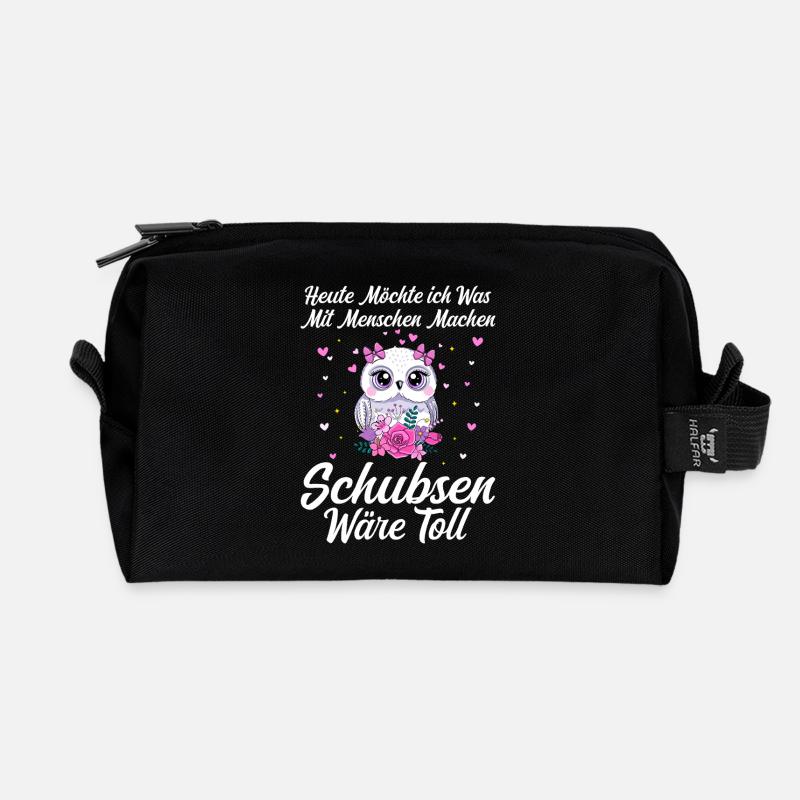 Heute möchte ich was mit menschen machen schubsen- - Recycelte Kulturtasche - Schwarz