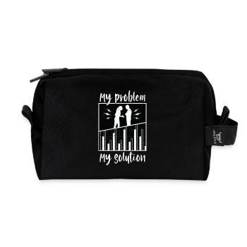 Statisticien Mon problème Ma solution Pictogramme Maman - Trousse de toilette en tissu recyclé - noir - Devant