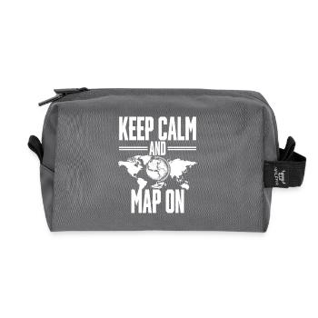 Geographic Information Systems Map On - Recycled Toiletry Zip Bag - anthracite - Front