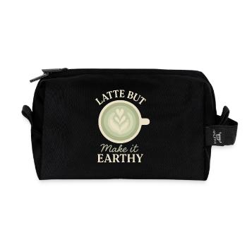 Matcha Aesthetic Latte Soft Girl Tea Over Coffee - Recycled Toiletry Zip Bag - black - Front