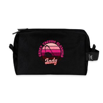 Vacuuming Household Crazy Vacuum Cleaning Lady - Recycled Toiletry Zip Bag - black - Front