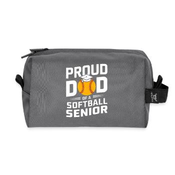 Stolzer Softball Papa Abitur Absolvent - Recycelte Kulturtasche - Anthrazit - Vorne