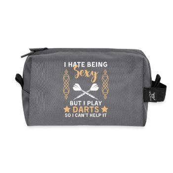 Funny darts saying for darts players - Recycled Toiletry Zip Bag - anthracite - Front