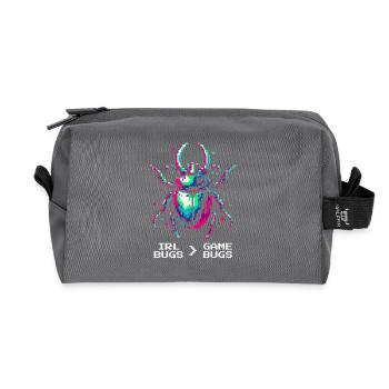 Insects Nature Love Retro Pixel Art Gaming - Recycled Toiletry Zip Bag - anthracite - Front