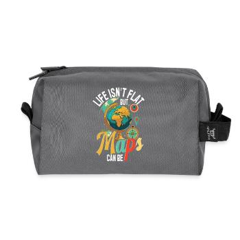 Geographic Information Systems Life Isn't Flat - Recycled Toiletry Zip Bag - anthracite - Front