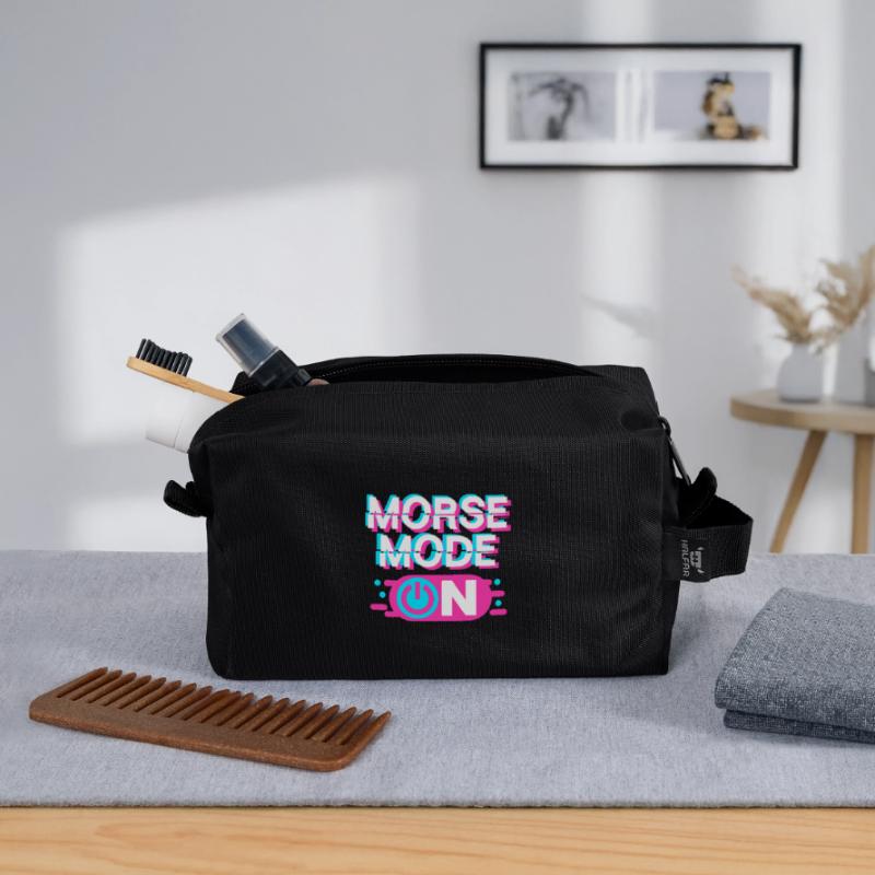 Morsecode, Morse, code Morse activé Trousse de toilette en tissu recyclé
