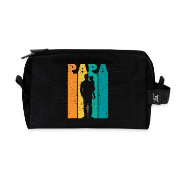 Retro Dad Silhouette – Vintage Style Father's Day - Recycled Toiletry Zip Bag - black - Front