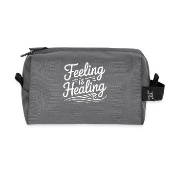Therapy Affirmation Mindfulness Quote Feelings - Recycled Toiletry Zip Bag - anthracite - Front