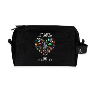 Insects Humor Pixel Retro Entomology Gaming - Recycled Toiletry Zip Bag - black - Front