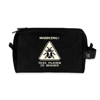 Player Warning Nerd Pixel Retro Entomology - Recycled Toiletry Zip Bag - black - Front