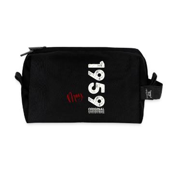 66th Birthday Original May Vintage 1959 - Recycled Toiletry Zip Bag - black - Front