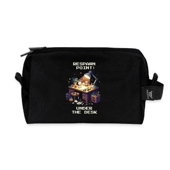 Respawn Workshop Floor Precision Mechanics Humor Retro - Recycled Toiletry Zip Bag - black - Front